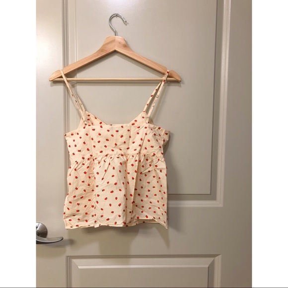Madewell tie-front cami top in fresh strawberries - Picture 4 of 6